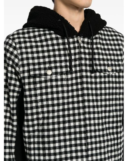 Undercover Black Check-Print Hooded Jacket for men