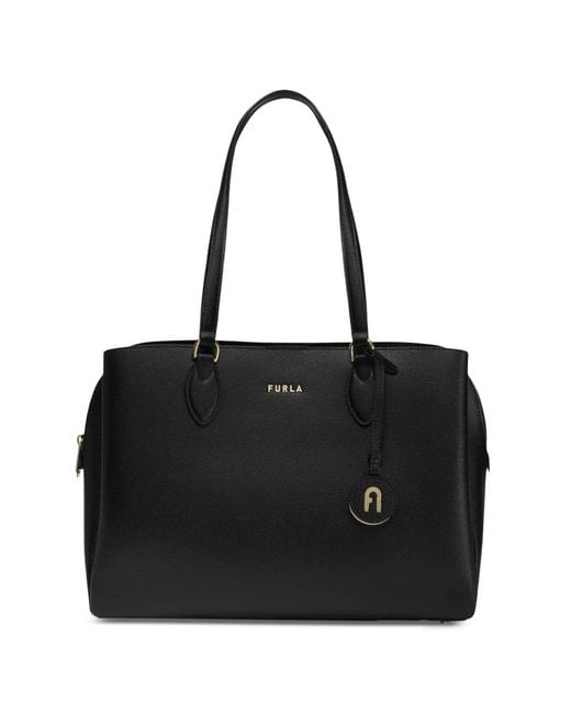 Furla Black Large Minerva Arch-Logo Tote Bag