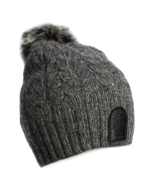 Parajumpers Gray Cable-Knit Pom-Pom Hat