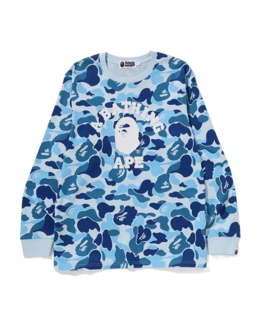 A Bathing Ape Blue Camouflage-Print Long Sleeve T-Shirt for men