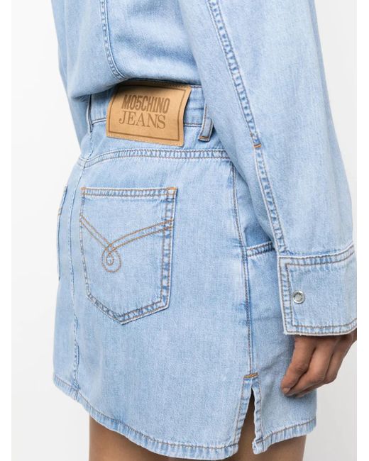 Moschino Blue Long-Sleeve Mini Denim Dress