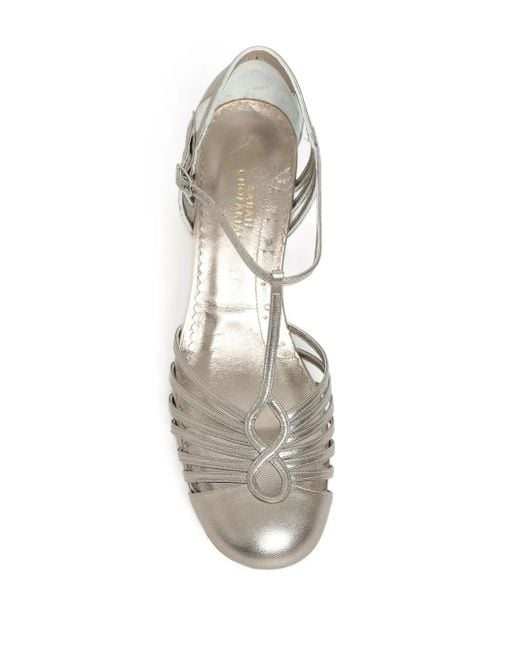 Sarah Chofakian White Chamonix 50Mm Metallic-Effect Sandals