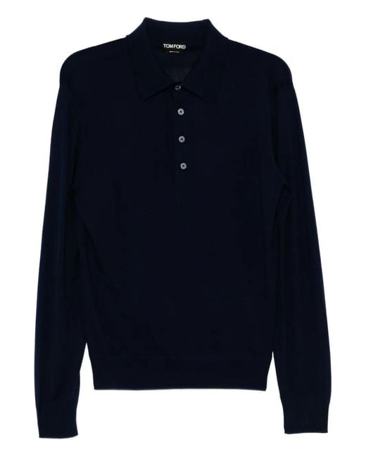 Tom Ford Blue Wool Polo Shirt for men