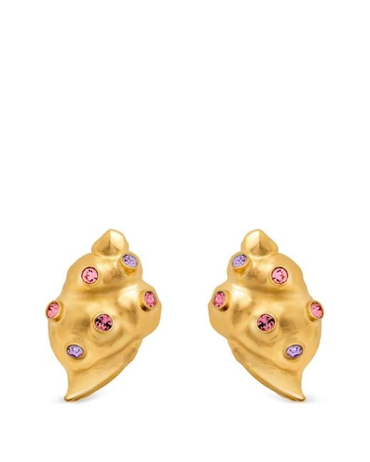 Oscar de la Renta Metallic Embellished Earrings