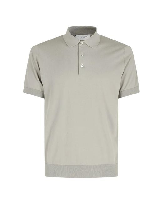 Paolo Pecora Gray Ribbed-Trim Polo Shirt for men