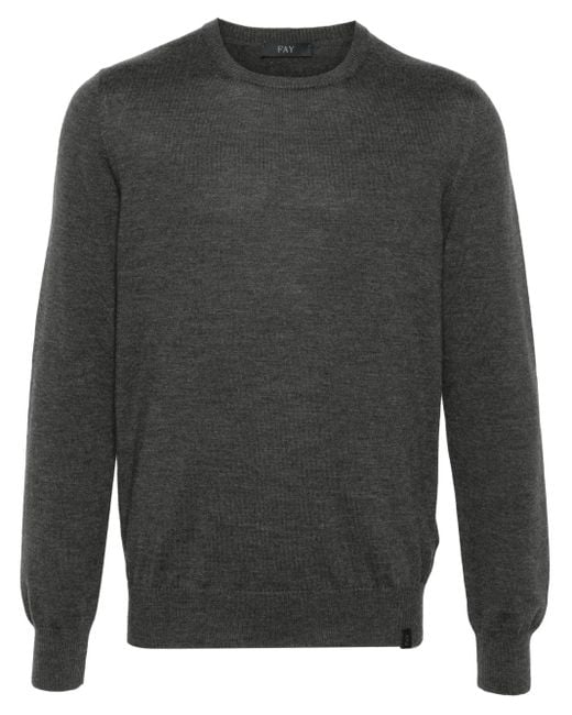 Fay Gray Round-Neck Virgin Wool Sweater for men