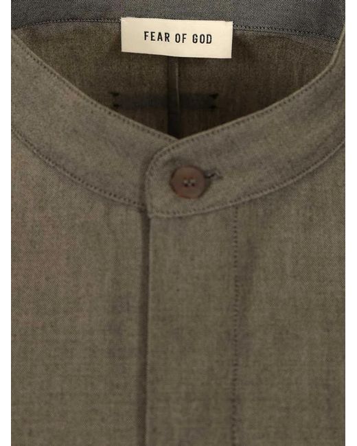 Fear Of God Gray Mandarin-Collar Shirt for men