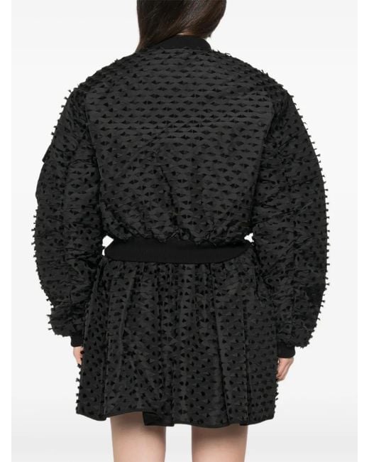 CECILIE BAHNSEN Black Fil-Coupé Flared-Hem Jacket