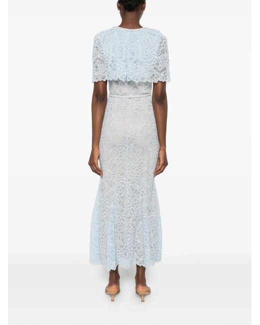 Self-Portrait White Cape-Detail Maxi Dress