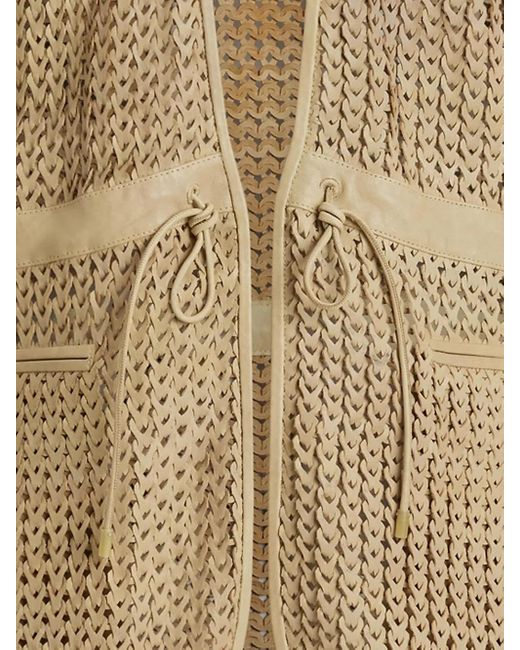 Tethabetha Rice Ralph Lauren Woven-Leather Tabetha Vest in Natural | Lyst