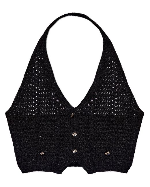 The Mannei Black Tya Crochet Vest