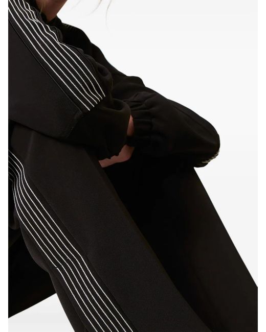Twinset Black Embroidered Crêpe Track Pants