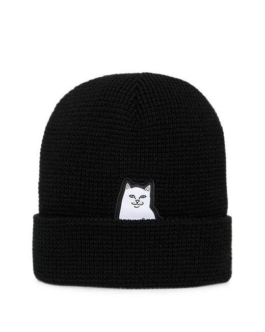 RIPNDIP Black Lord Nermal Waffle-Knit Beanie Hat