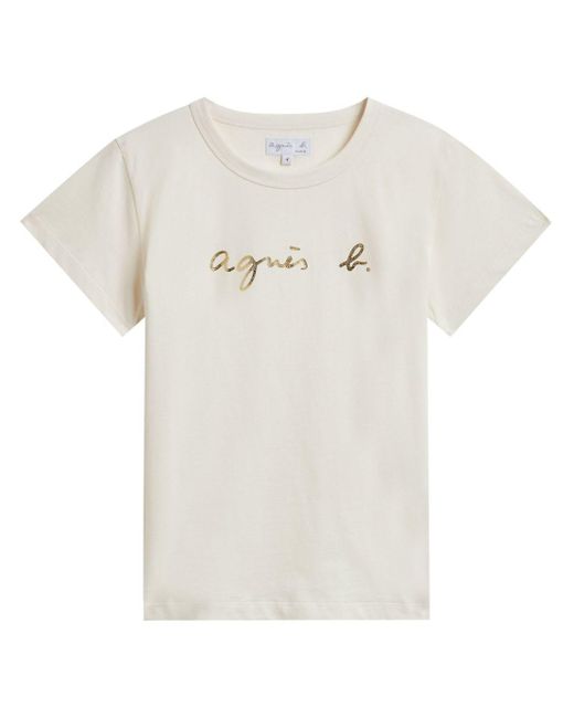Agnes B. White Brando Logo-print Cotton T-shirt
