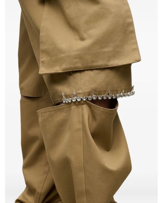 Area Green Crystal-Embellished Cargo Pants