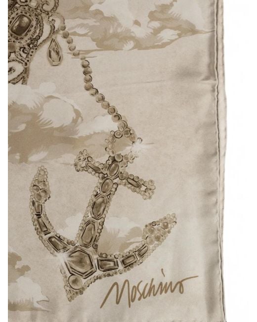 Moschino Metallic Logo-Print Silk Scarf