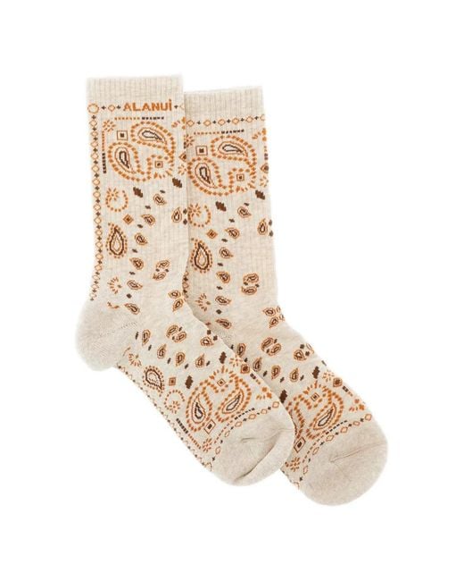 Alanui Natural Paisley-Jacquard Socks