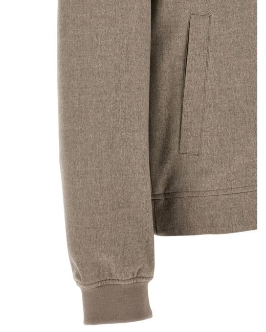 Brunello Cucinelli Gray Mélange-Texture Zip-Up Bomber Jacket for men