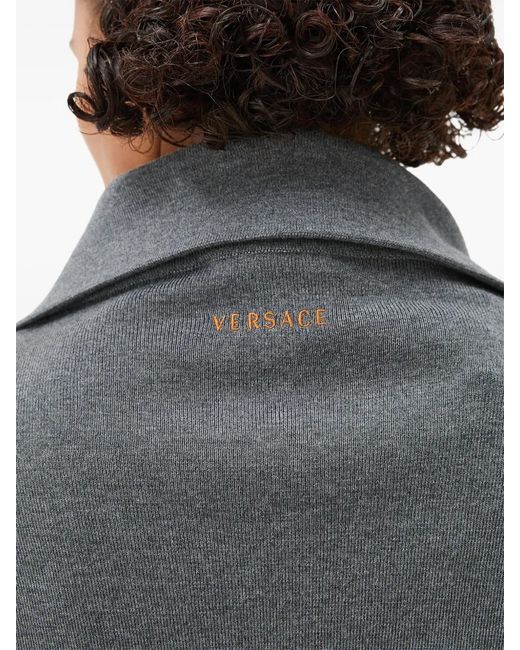 Versace Black Intarsia-Wool & Leather Patchwork Zip Sweatshirt