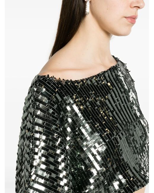 Top asimétrico con lentejuelas ‎Taller Marmo de color Black