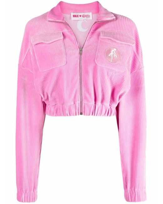 Maje X Sailor Moon Corduroy Cropped Jacket in Pink | Lyst Australia
