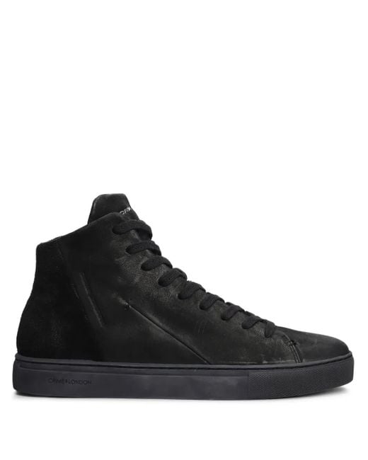 Crime London Black Minimal Hi-Top Sneakers for men