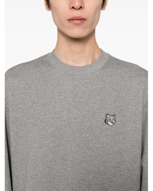 Felpa Con Applicazione di Maison Kitsuné in Gray da Uomo