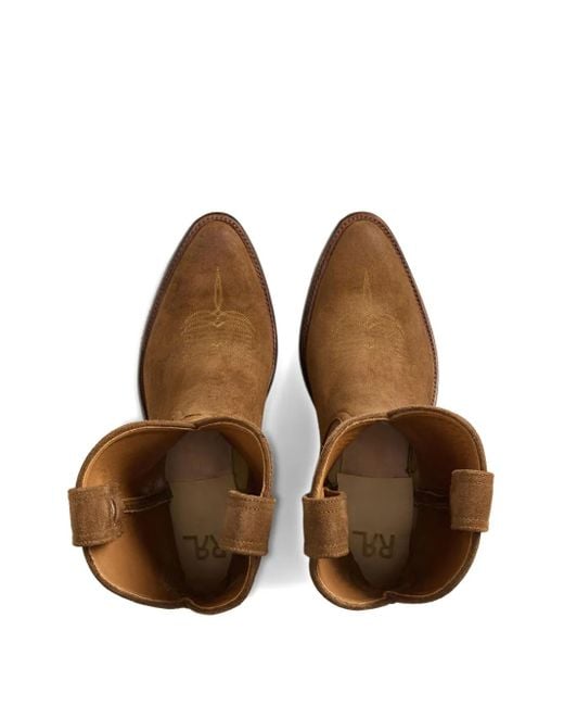 RRL Brown Suede Western Ankle Boots for men