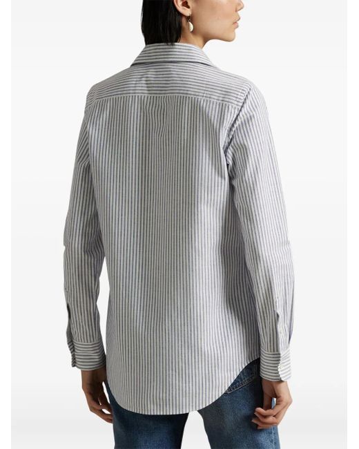 Camicia A Righe Con Bottoni di Polo Ralph Lauren in White