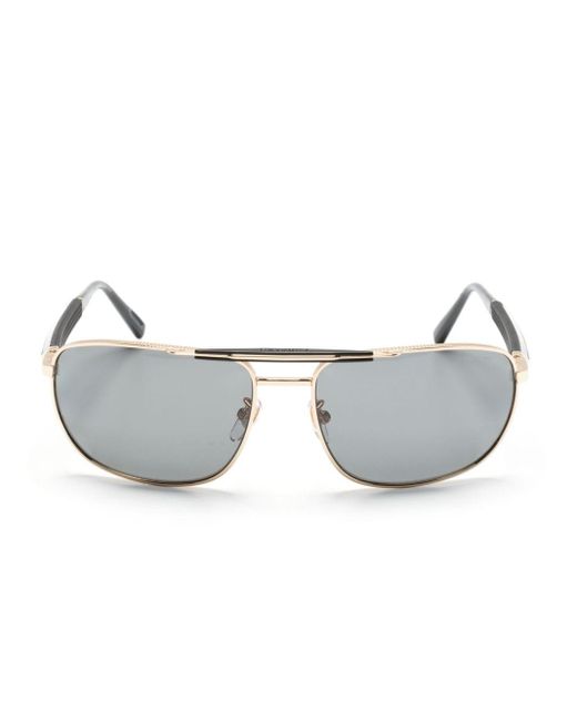 Chopard Gray Logo-engraved Square-frame Sunglasses