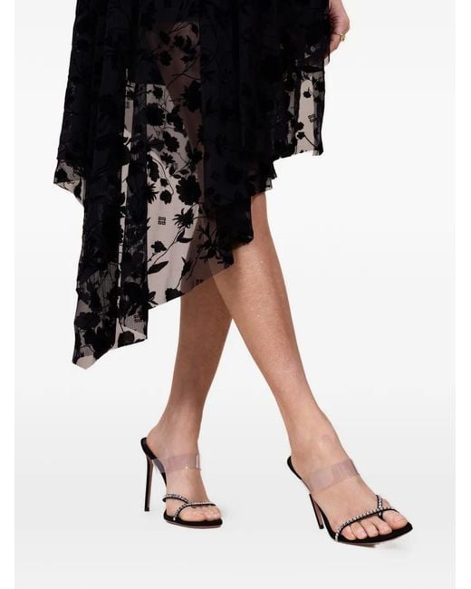 Aquazzura Black Movie Rhinestone-Strap Sandals