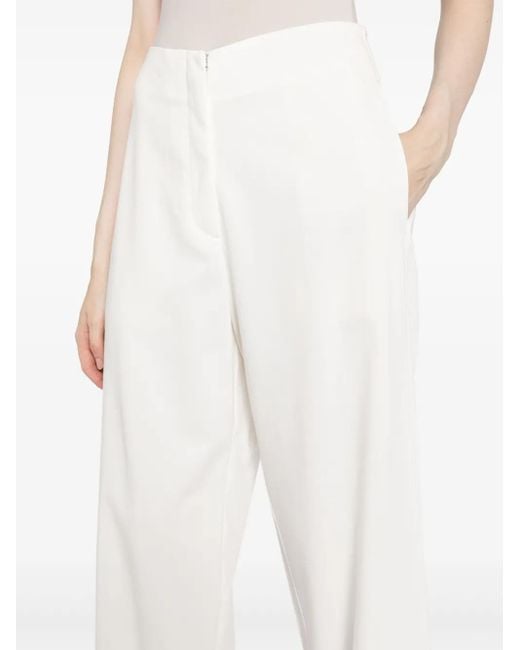 Pantalones anchos con detalles de cristal Forte Forte de color White