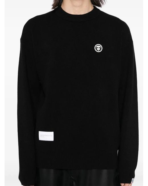 Aape By A Bathing Ape Black Moonface Logo Jumper for men