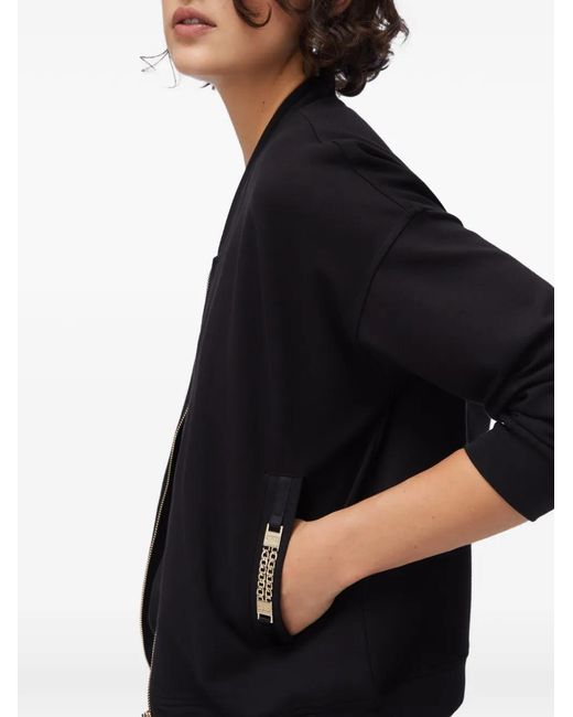 Liu Jo Black Chain-Detail Zip Sweatshirt