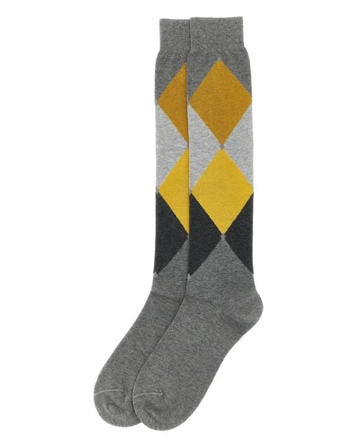 Ballantyne Gray Diamond-Patterned Socks for men