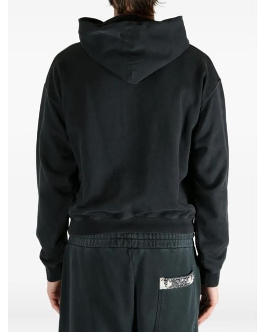 Vetements Black Text-Print Zip-Up Hoodie for men
