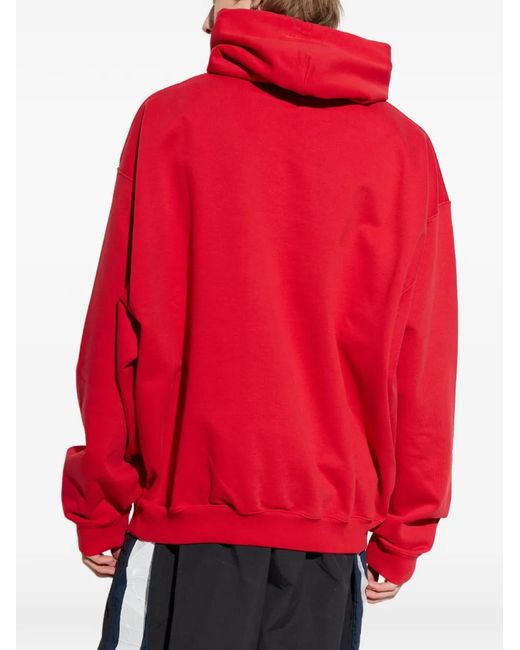 Vetements Red Long-Sleeve Drawstrings Hoodie for men