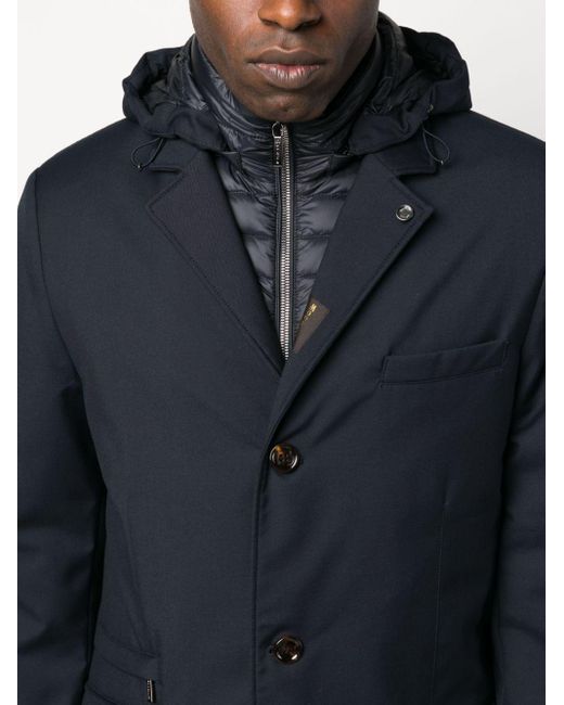 Moorer Redon-pum Hooded Coat in Blue for Men | Lyst