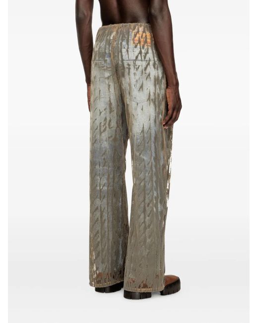 DIESEL Natural Cable-Print Tulle Trousers for men