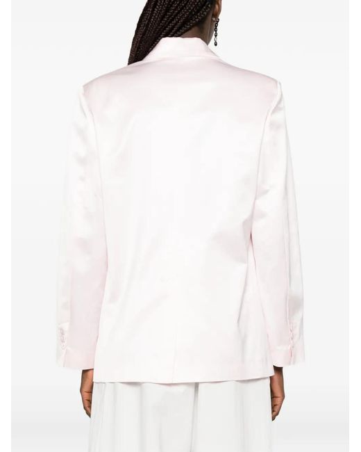 Forte_forte Pink Double-Breasted Satin-Finish Jacket