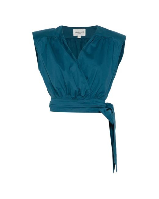 MAISON 123 Blue V-Neck Tie Top