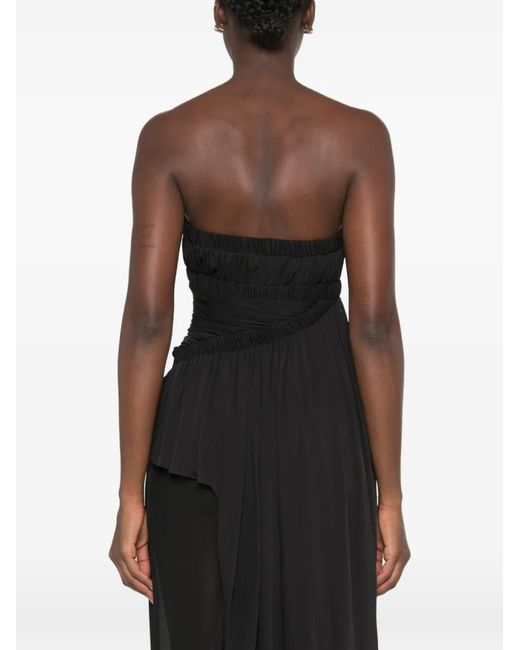 Christopher Esber Black Ruched Asymmetric Top