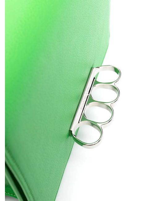 McQueen Green Four Ring Leather Shoulder Bag