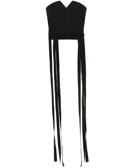 Top negro de algodón con cuello en v sin mangas Ann Demeulemeester de color Black