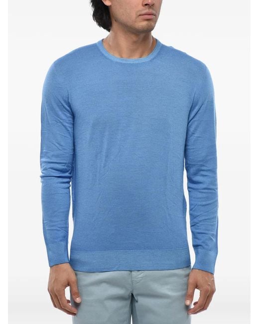 Corneliani Blue Virgin Wool Crew-Neck Sweater for men