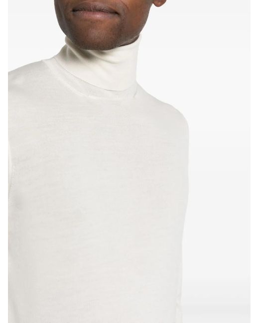 Dell'Oglio White Roll-Neck Knit Jumper for men
