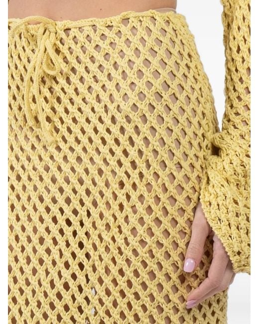 Bananhot Yellow Magen Open-Knit Skirt