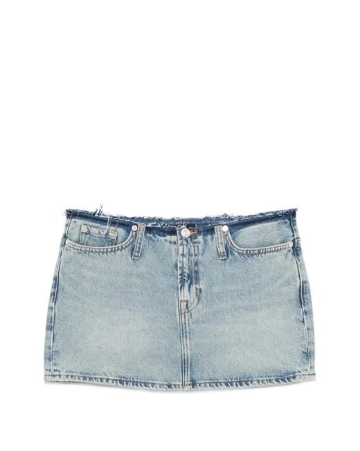 7 For All Mankind Blue Cherry Raw-Hem Mini Skirt