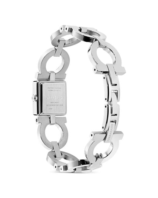 Ferragamo White Double Gancini 19Mm Watch