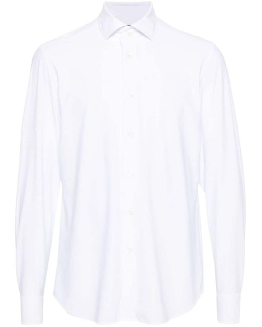 Corneliani White Spread-collar Stretch-jersey Shirt for men
